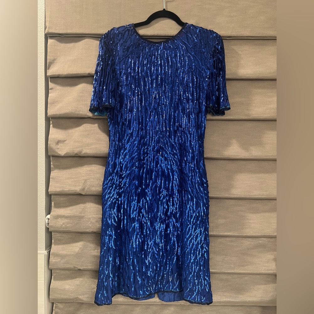 VINTAGE silky bites by cherish sequin blue dress